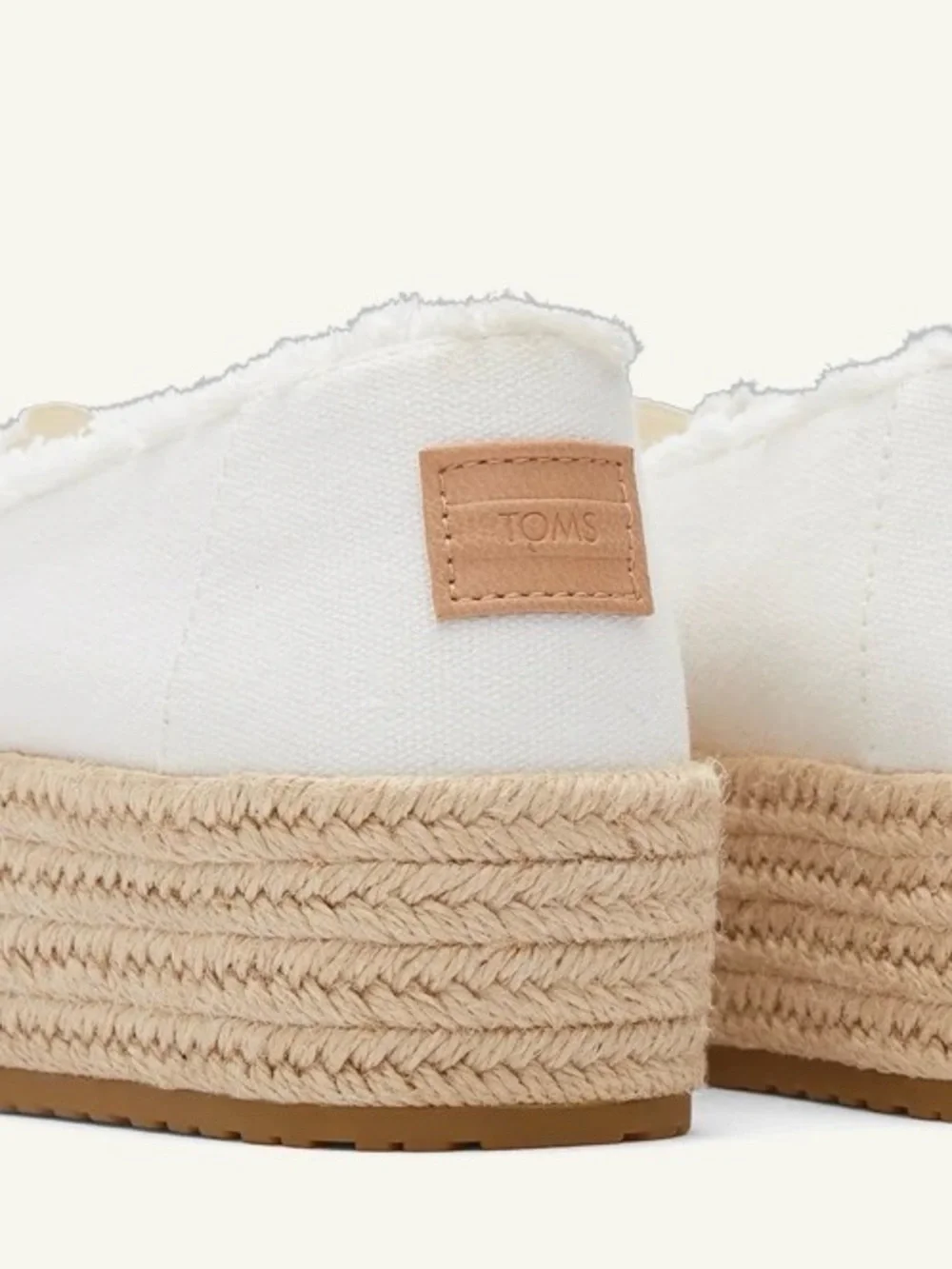 TOMS Women's Valencia White Canvas Espadrille Platform Slip-Ons